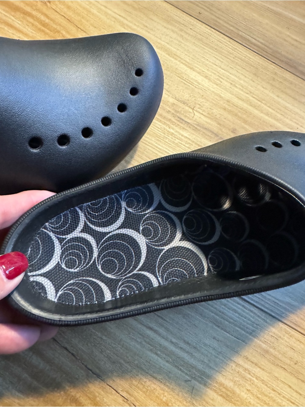 CROCS Black Slip-On Clog Mules with Patterned Insole - Picture 5 of 11